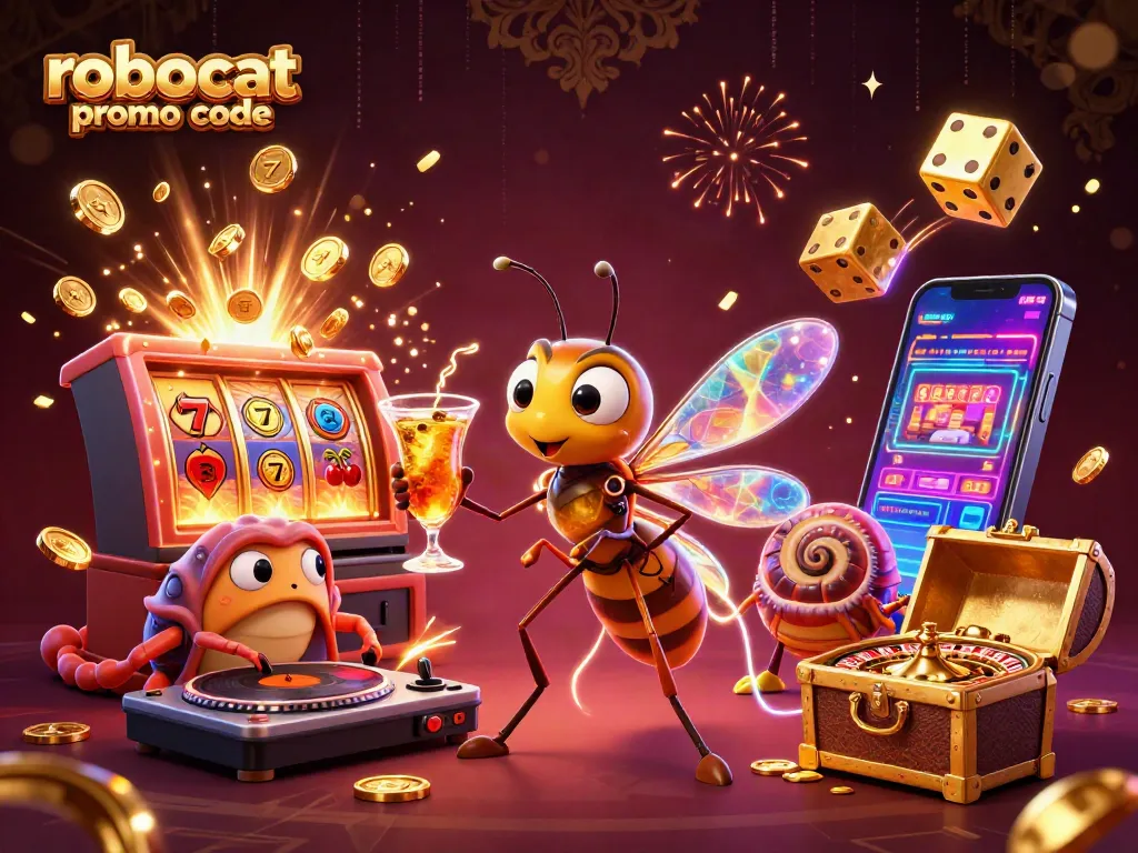 Experience the thrill with the robocat promo code, featuring vibrant casino elements and lively characters.